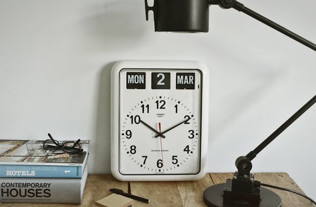 TWEMCO Analog Calendar Flip Wall Clock - White - 1