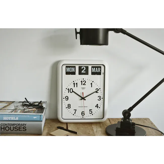 TWEMCO Analog Calendar Flip Wall Clock - White - 2