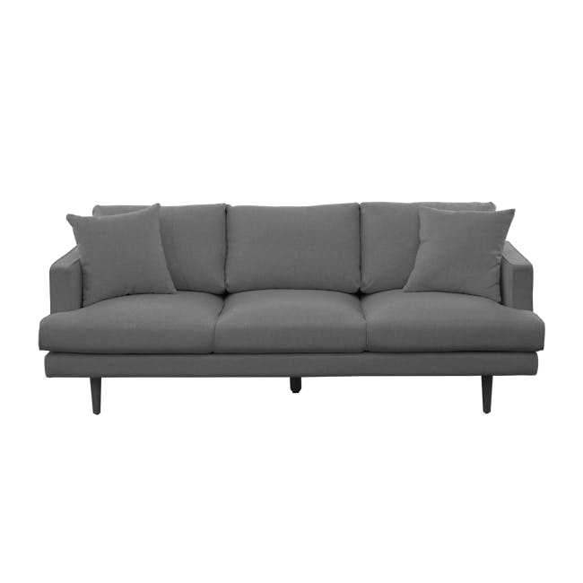 Declan 3 Seater Sofa - Black, Charcoal Grey - 21 - Modern gray sectional sofa, minimalist design, comfortable seating, sleek