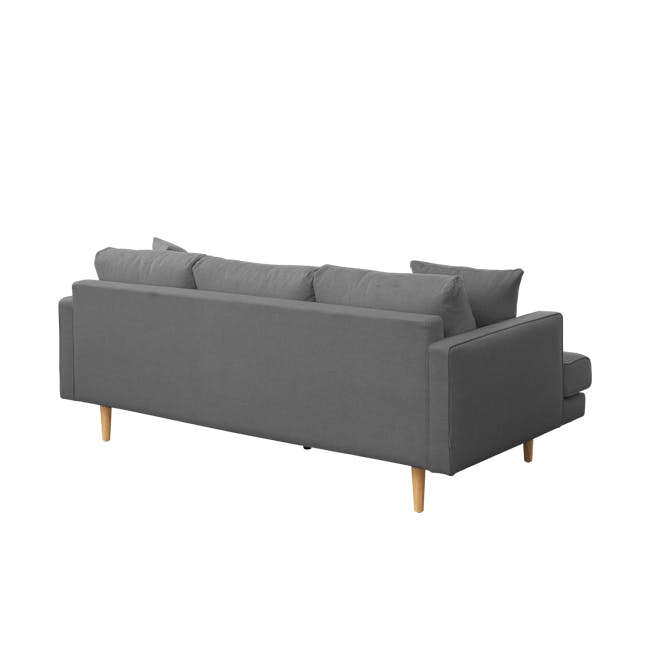 Declan 3 Seater Sofa - Black, Charcoal Grey - 19 - Grey upholstered sectional sofa, modern design, wooden legs, minimalist