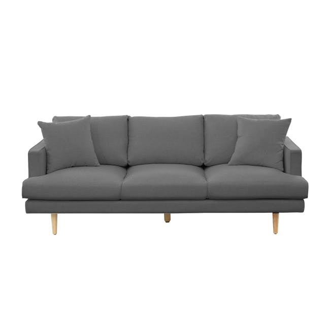 Declan 3 Seater Sofa - Black, Charcoal Grey - 22 - Grey upholstered sectional sofa, modern design, minimalist style, neutral