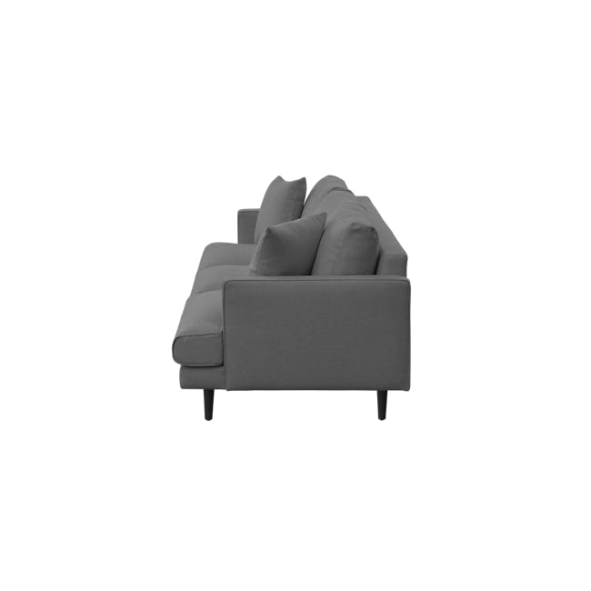 Declan 3 Seater Sofa - Black, Charcoal Grey - 24 - Modern sectional sofa, minimalist design, neutral gray upholstery, plush