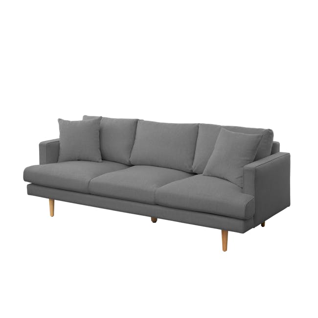 Declan 3 Seater Sofa - Black, Charcoal Grey - 25 - Grey upholstered sectional sofa, modern design, minimalist style, neutral