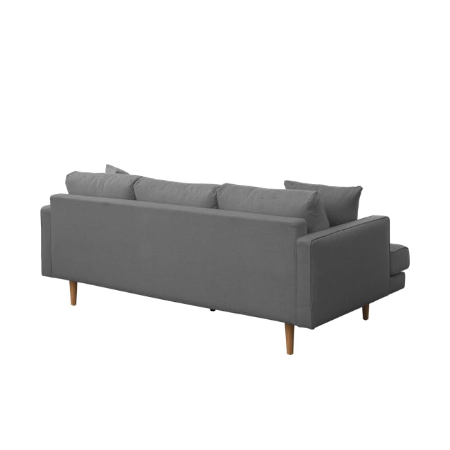 Declan 3 Seater Sofa - Black, Charcoal Grey - 13 - Grey upholstered sectional sofa, modern design, wooden legs, minimalist