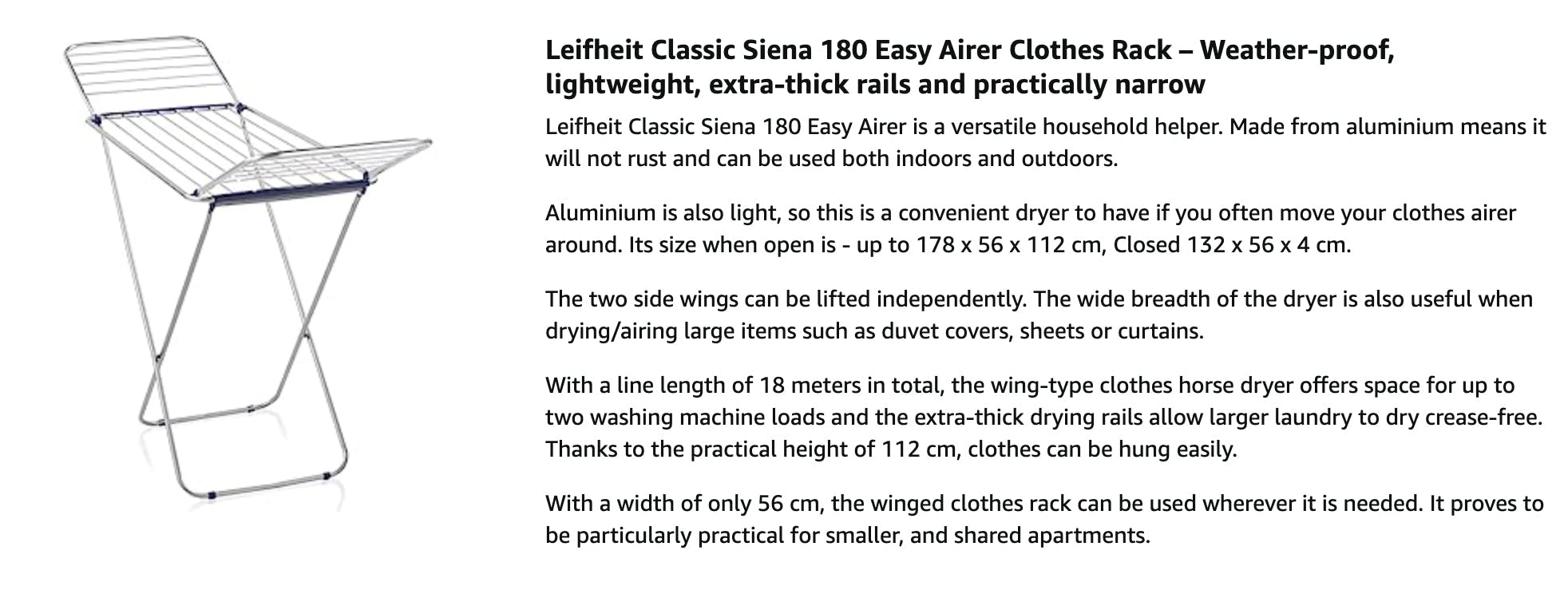 Siena Leifheit HipVan Dryer Leifheit Classic 180, |