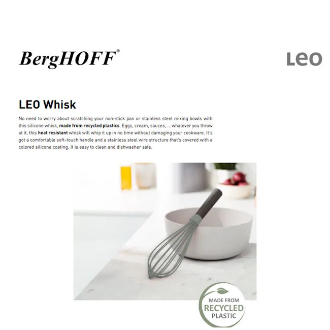 Berghoff Soft Grip Non Stick Nylon Kitchen Baking Whisk Egg Beater - 3 - Silicone whisk, non-stick whisk, stainless steel