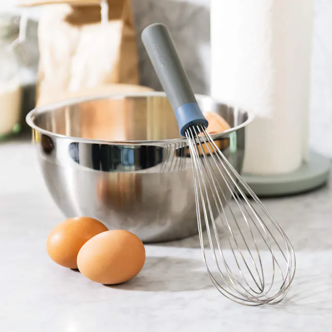 Berghoff Soft Grip Non Stick Nylon Kitchen Baking Whisk Egg Beater - 2 - silver whisk, kitchen utensil, baking bowl, eggs