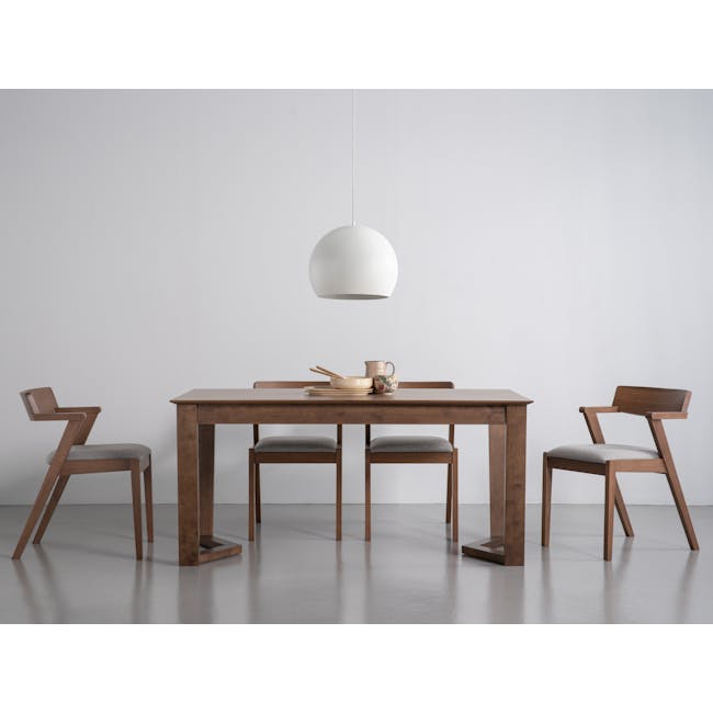 Meera Extendable Dining Table 1.6m-2m in Cocoa and 4 Imogen Dining Chair in Dolphin Grey - 1