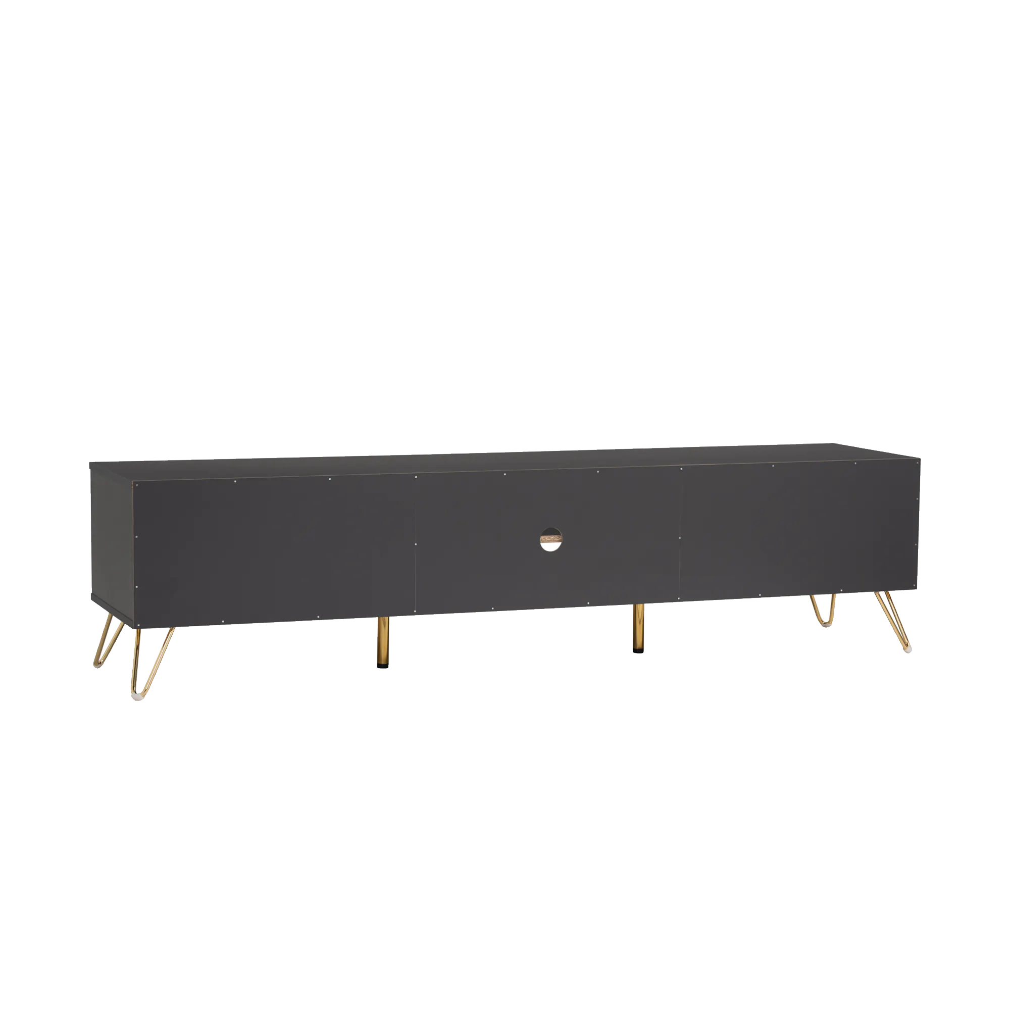Volos TV Console 1.8m - 16 - Modern minimalist table, sleek black surface, gold metallic legs, contemporary furniture