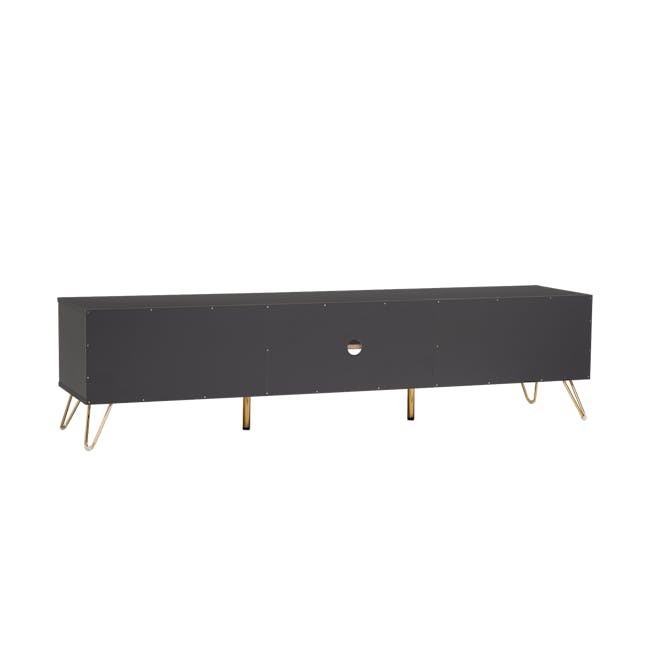 Volos TV Console 1.8m - 16 - Modern minimalist table, sleek black surface, gold metallic legs, contemporary furniture