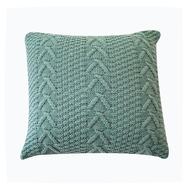 Sidney Knitted Cushion Cover - Sea Green - 0