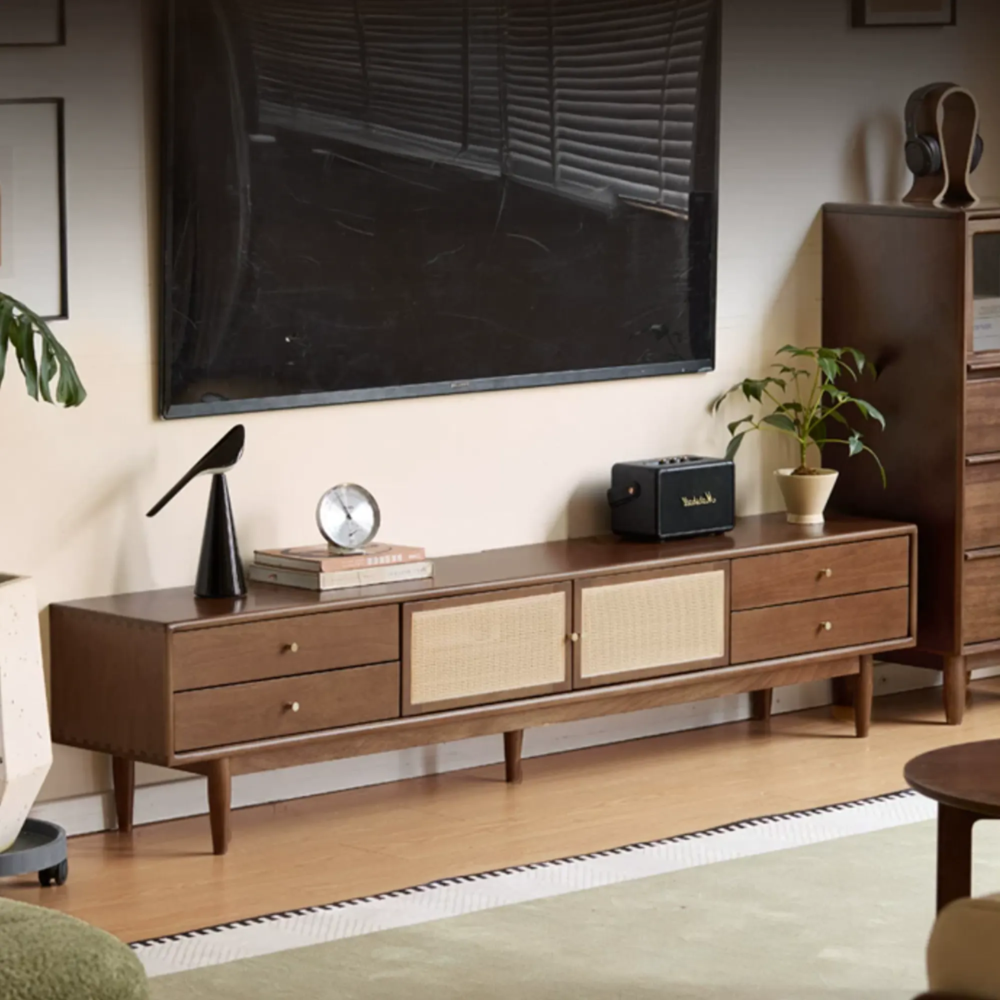 Taya Rattan TV Console 1.8m - Walnut - 11