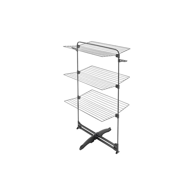 Metaltex Storm Onyx 3 Tier Vertical Laundry Drier - Black - 1 - - Multi-tiered metal shelving unit, sleek design, adjustable