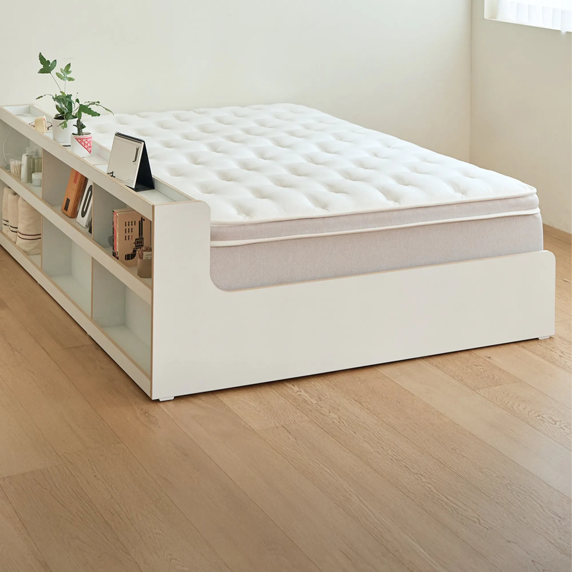 Kira Super Single Storage Platform Bed - Warm White - 12