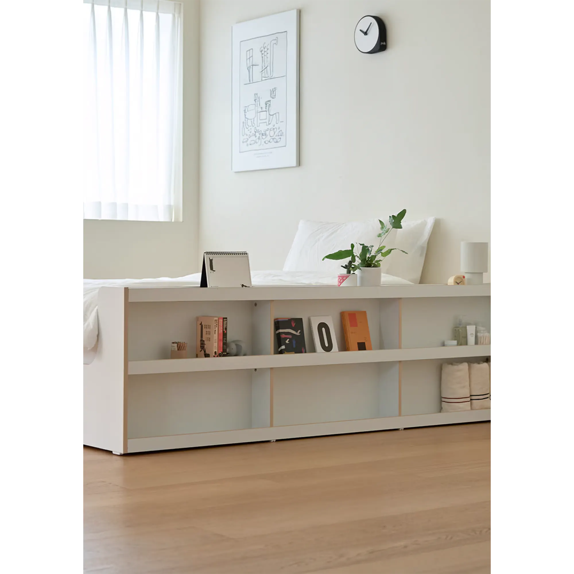 Kira Super Single Storage Platform Bed - Warm White - 14