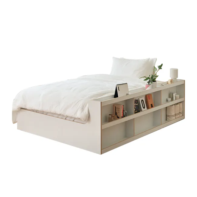 Kira Super Single Storage Platform Bed - Warm White - 1