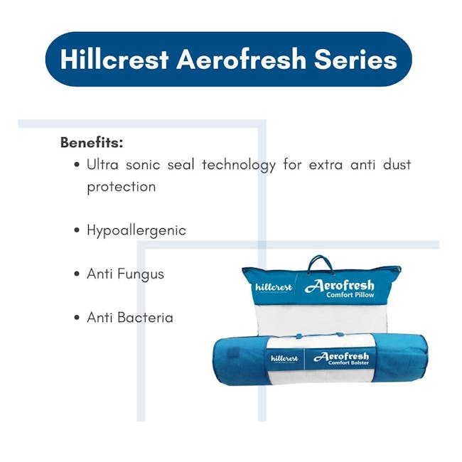 Hillcrest AeroFresh Bolster - 2 - Ultra sonic seal technology, hypoallergenic, anti fungus, anti bacteria, extra anti dust