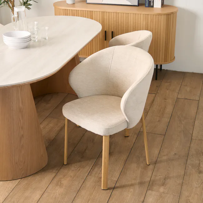 Apollo Dining Armchair - Beige, Oak - 3