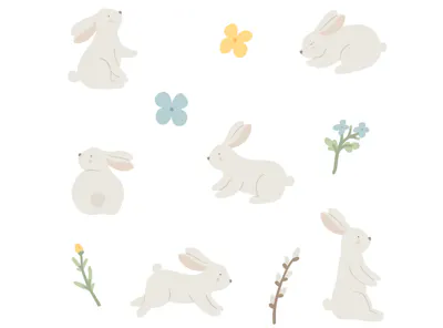 Urban Li'l Gentle Garden Bunnies Fabric Decal