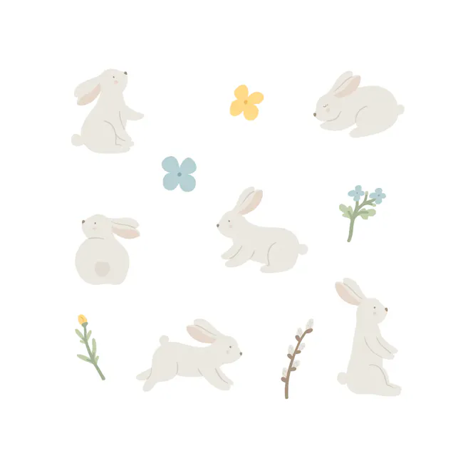 Urban Li'l Garden Bunnies Fabric Decal - 1