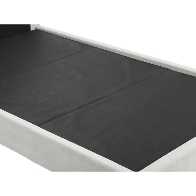 Aspen Super Single Bed - Ice Grey - 8 - Black and white photo of a modern bed frame, Minimalist design with contrasting