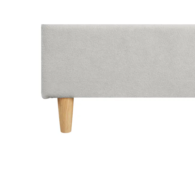 Aspen Super Single Bed - Ice Grey - 9 - Light wood table, light gray carpet, wooden legs, textured surface, natural wood