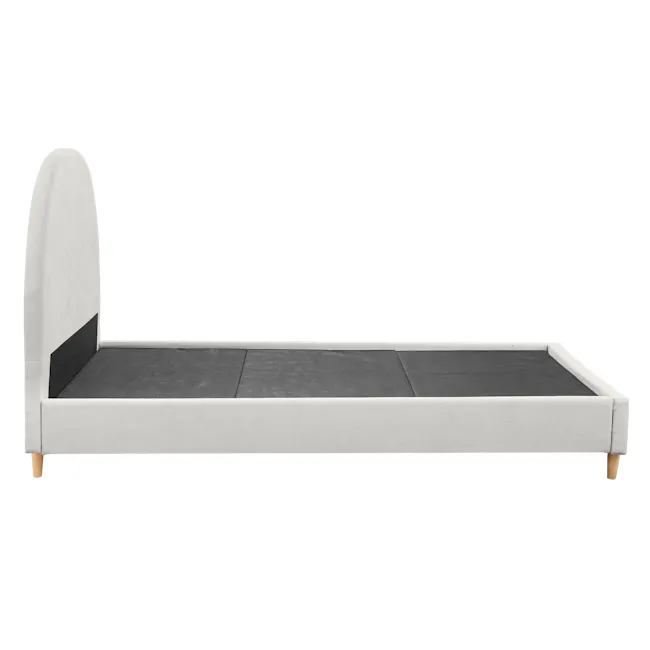 Aspen Super Single Bed - Ice Grey - 5 - Modern minimalist bed frame, sleek design, light gray fabric, padded headboard