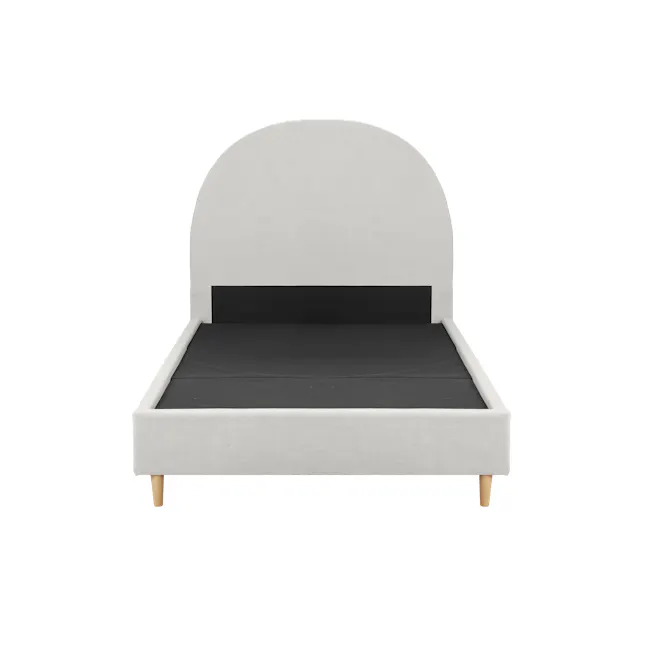 Aspen Super Single Bed - Ice Grey - 2 - Modern minimalist bed frame, neutral gray upholstered headboard, sleek design