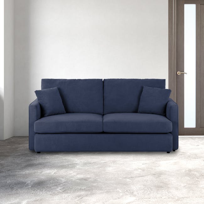 Ashley 3 Seater Sofa in Navy with Lowell Lounge Chair in Silver - 2