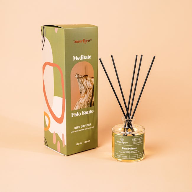 Innerfyre Co Meditate Reed Diffuser - Palo Santo (2 Sizes) - 3