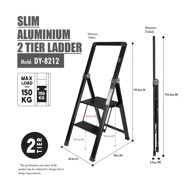 HOUZE Slim Aluminium 2 Tier Ladder - 2