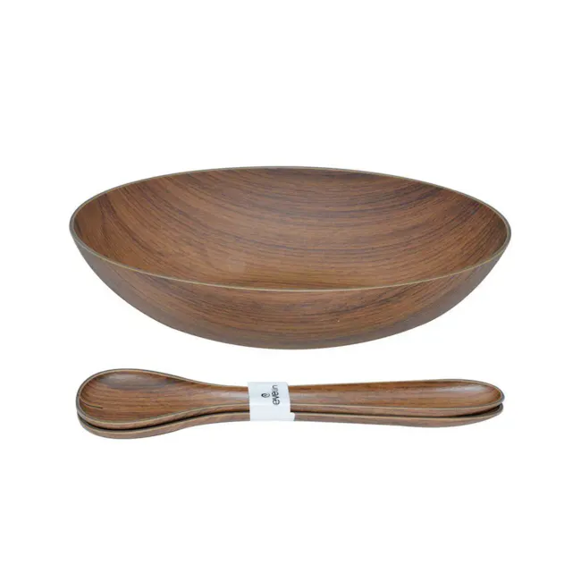 Evelin Salad Bowl & Mixer Set - 1 - Wooden bowl, elegant design, high-quality finish, smooth surface, natural wood grain