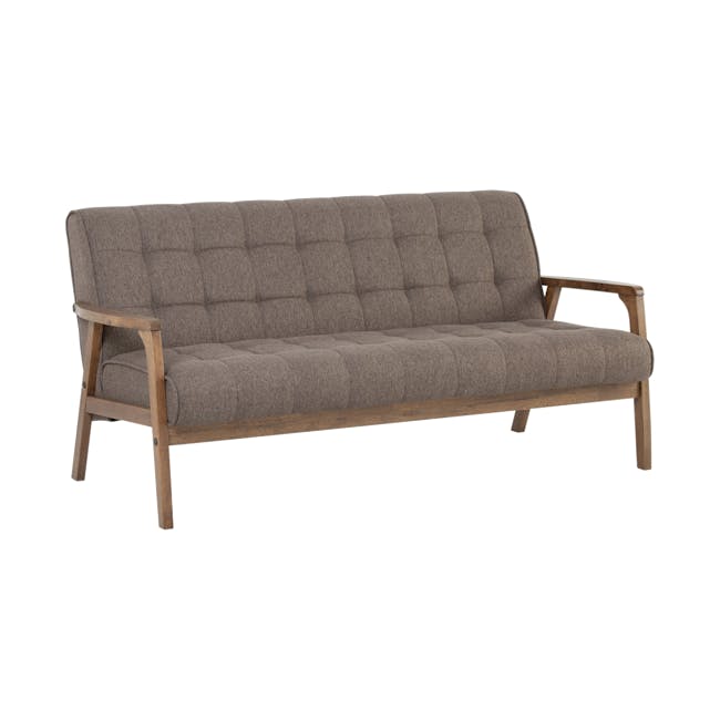 Tucson 3 Seater Sofa with Tucson Armchair - Cocoa, Chestnut (Fabric) - 10 - Modern upholstered bench, wooden frame, tufted