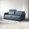 (As-is) Renzo 3 Seater Sofa with Adjustable Headrest - Medium Blue (Faux Leather) - 6