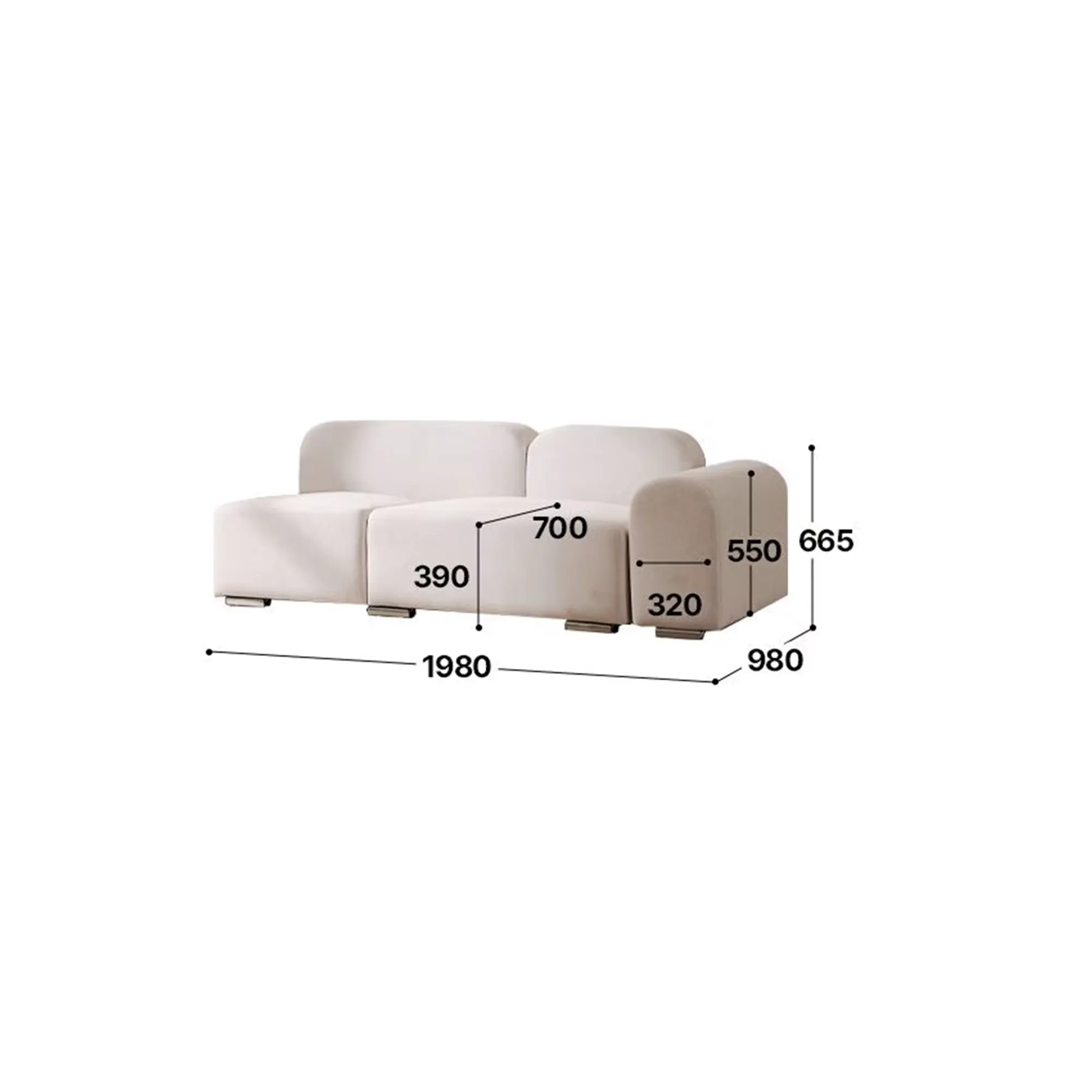 Sonata 3 Seater Extended Sofa - Ivory (Pet Friendly) - 15