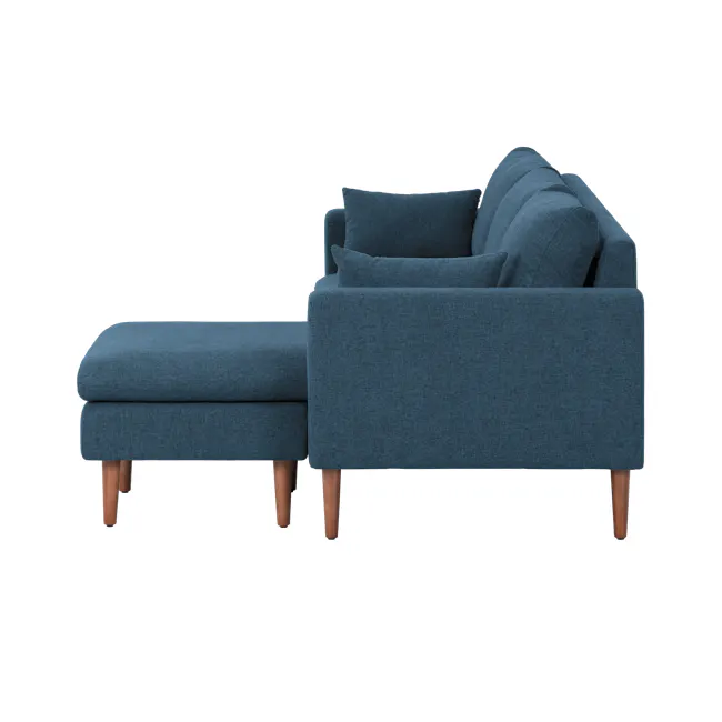 Alicia L-Shaped Sofa - Blue - 9 - Blue upholstered sofa, wooden legs, navy blue fabric, modern design, comfortable seating