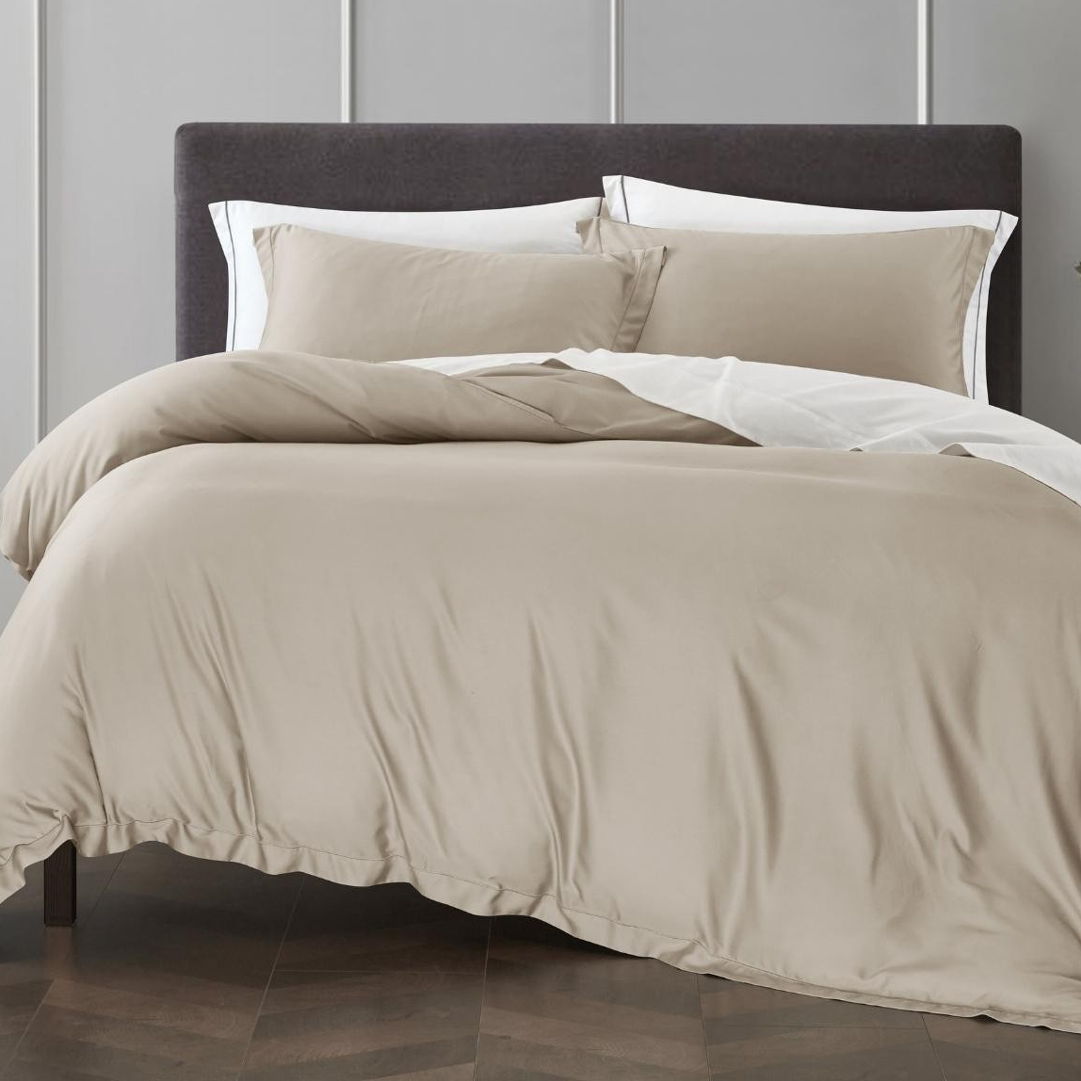 Ettitude Bamboo 4-pc Fitted Sheet Set - Sand (4 Sizes) - Image 1