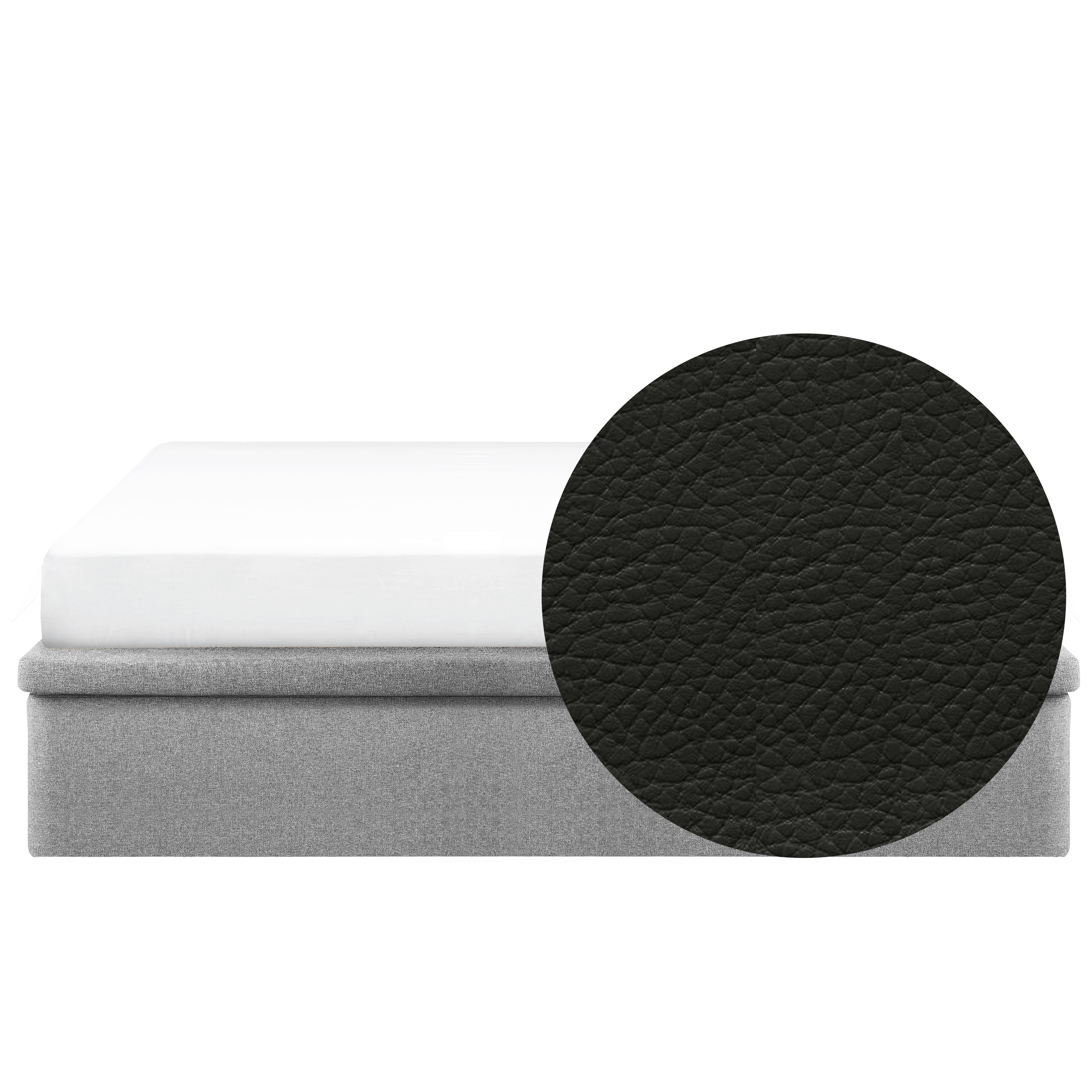 ESSENTIALS King Storage Bed - Coal (Faux leather)