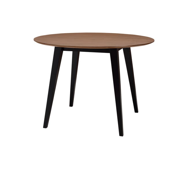 Ralph Round Dining Table 1m - Black, Cocoa with 4 Fynn Dining Chair - Walnut, Black - 3