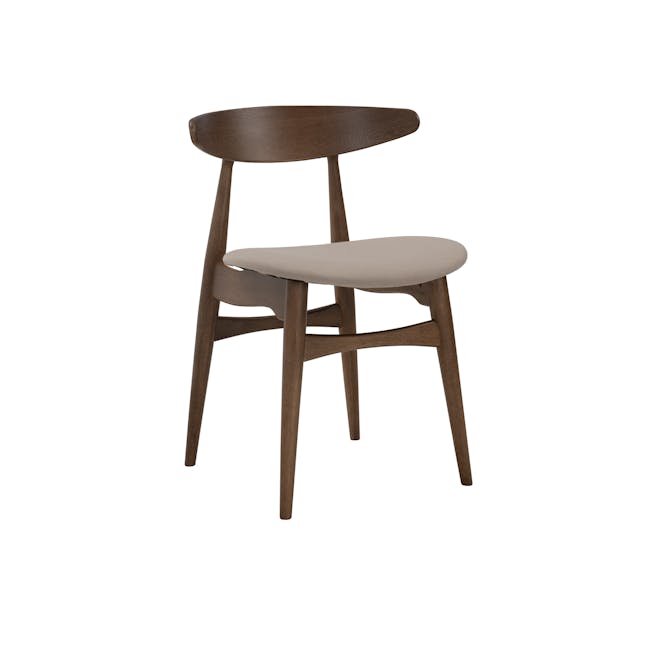 Tricia Dining Chair - Walnut, Barley (Fabric) - 0