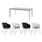Edna Dining Table 1.6m in Granite Grey (Sintered Stone) with 4 Rayner Dining Armchairs in White and Black - 0