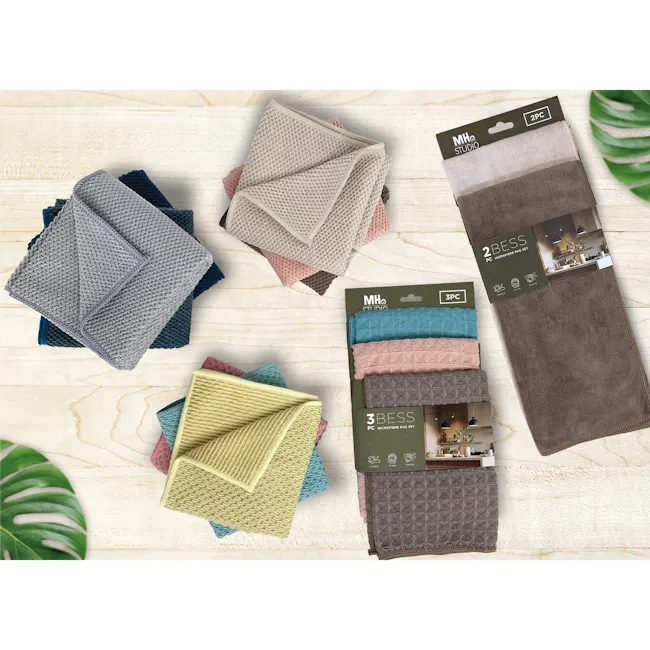 Milton Home Kitchen Microfiber Square Towel (3 Pieces) - Cool - 4