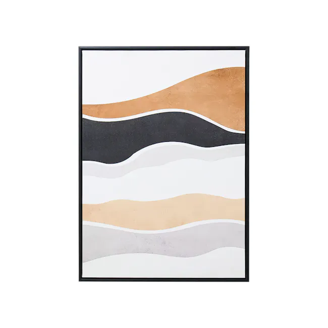 Strata Waves Framed Canvas 50 x 70 cm - 1 - Abstract art, minimalist design, geometric pattern, wavy lines, horizontal