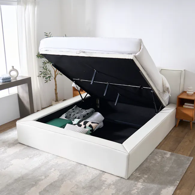 (As-is) Maine Storage Queen Bed - Ivory (Pet Friendly) - 22