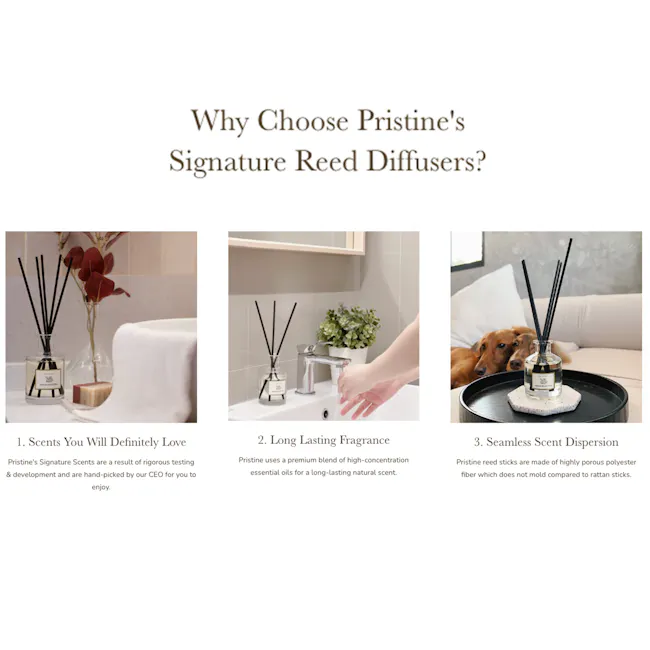 Pristine Aroma Reed Diffuser 50ml - Ivory Coast Cotton (Signature Scent) - 7 - Signature Scent Diffusers, Long-lasting