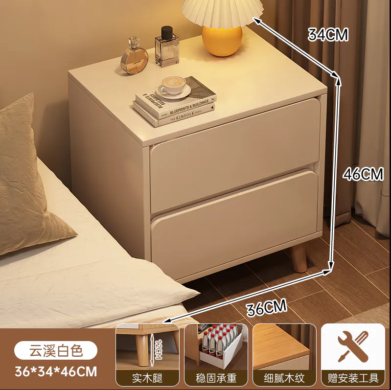 (As-is) Ted Twin Drawer Bedside Table - White - 1