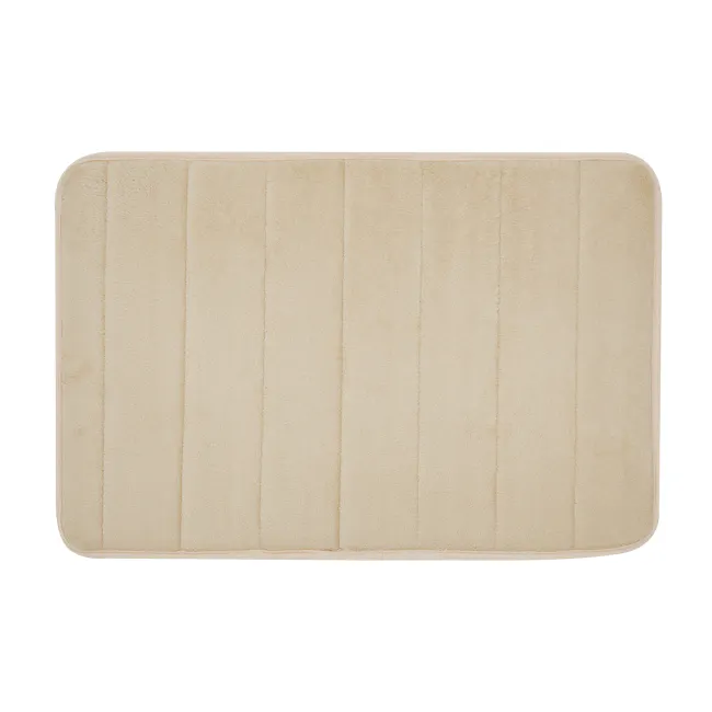 Essentials Memory Foam Floor Mat - Camel - 1 - Soft beige rug, textured surface, vertical stripes, plush material, cozy