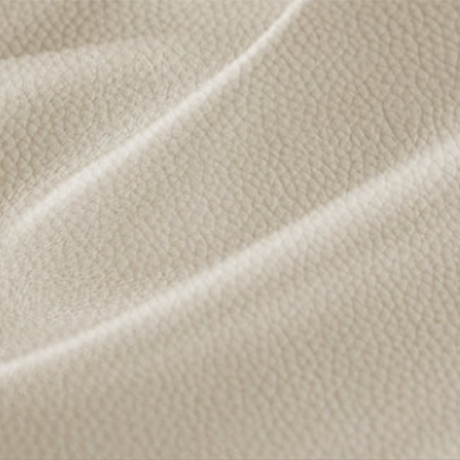 Montreal 4 Seater Sofa with Ottoman - Beige (Faux Leather) - 8 - Leather texture, soft fabric, smooth surface, intricate