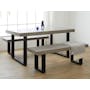 Titus Concrete Dining Table 1.6m with Titus Concrete Bench 1.4m and 2 Greta Chairs in Black - 14