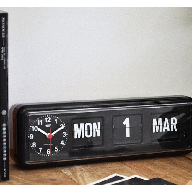 TWEMCO Calendar Flip Wall/Counter Clock - Black - 2